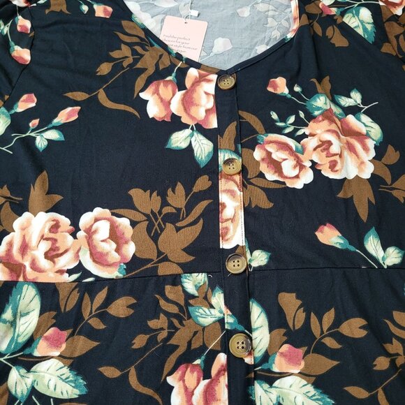 VOIANLIMO 4X Women’s Summer Short Sleeve Button Down Dress - Picture 3 of 10